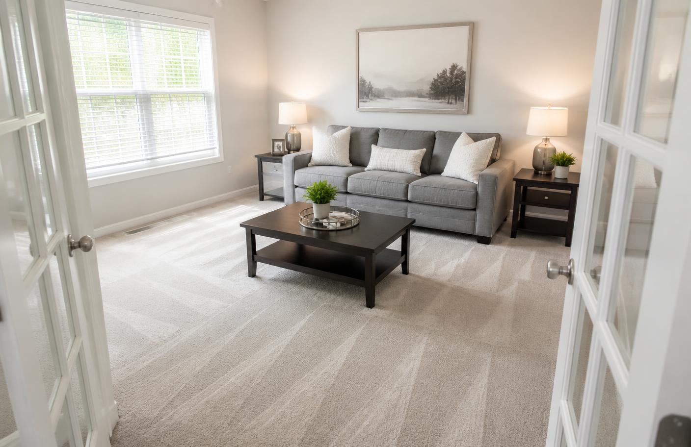 Living room after professional cleaning by Vannor Clean Co.
